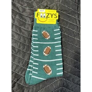 Foozys Football Socks Men's 10-13‎ Green NWT Crew Novelty Sports Yard Lines